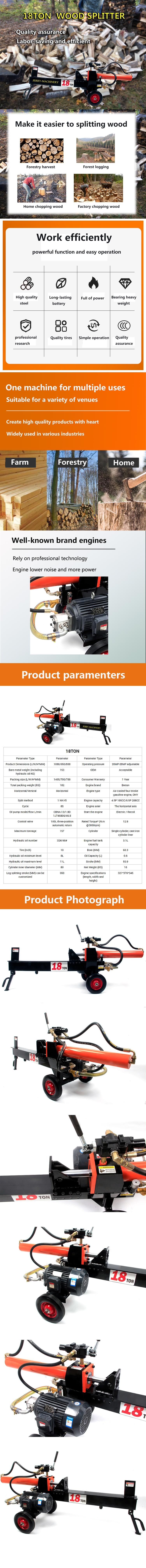 Electric Motor Hydraulic And Horizontal Log Saw Log Splitter Wood Splitting Machine