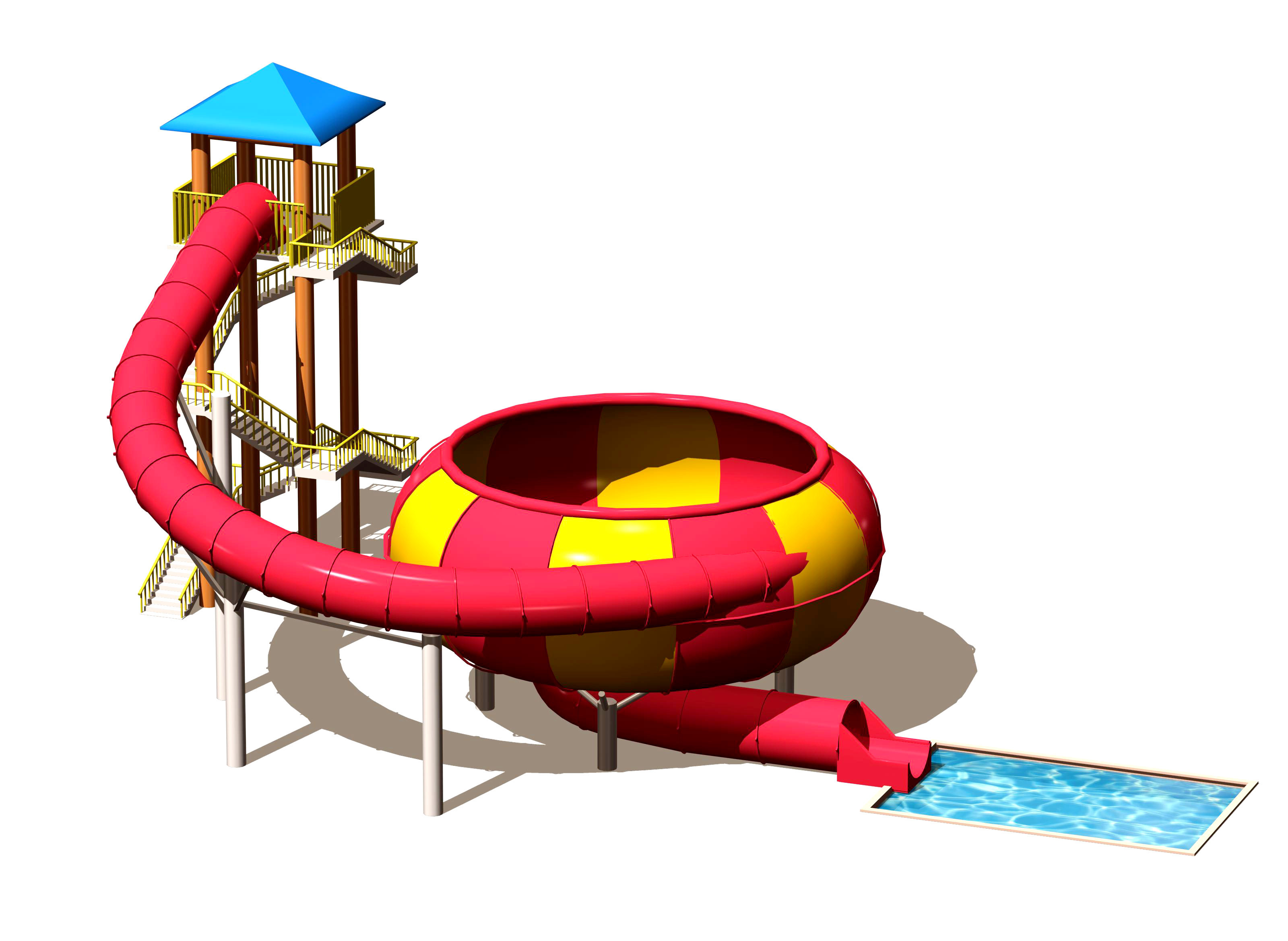 Customized Exciting Aqua Park Fiberglass Water Slide Red / Yellow / Green