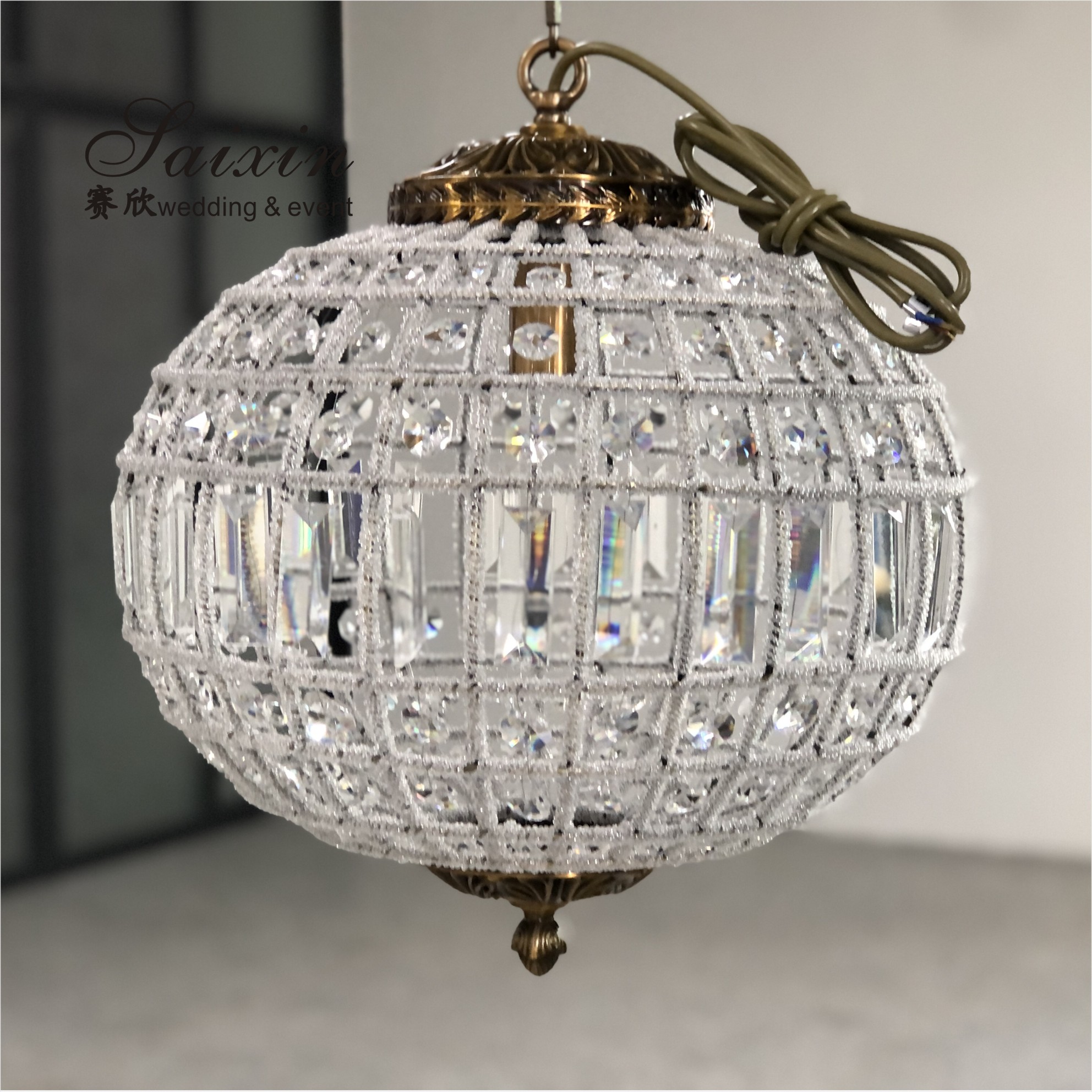 Oval Shaped Crystal Chandelier Pendant Wedding Event Stage Decoration 50cm