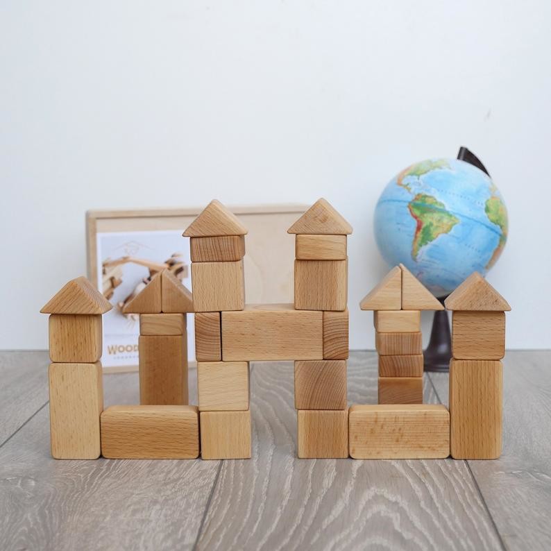 No Deformation Wooden Log Truck Toy , Children Teaching Montessori Wooden Blocks