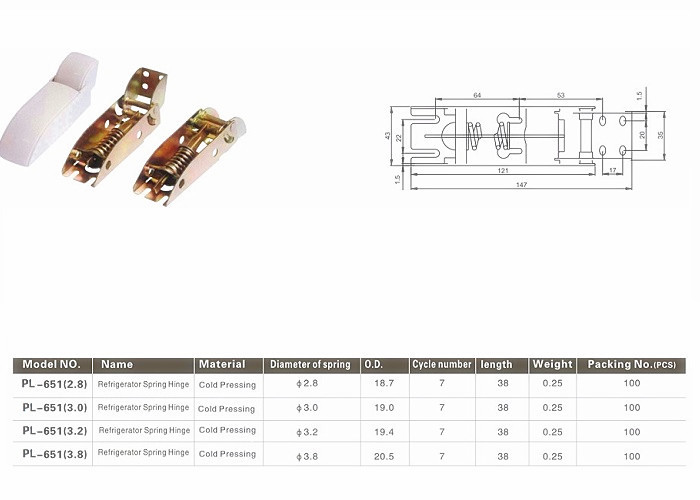 Self Balance Fridge Freezer Door Hinges Zinc Surface Treatment And ABS Cover