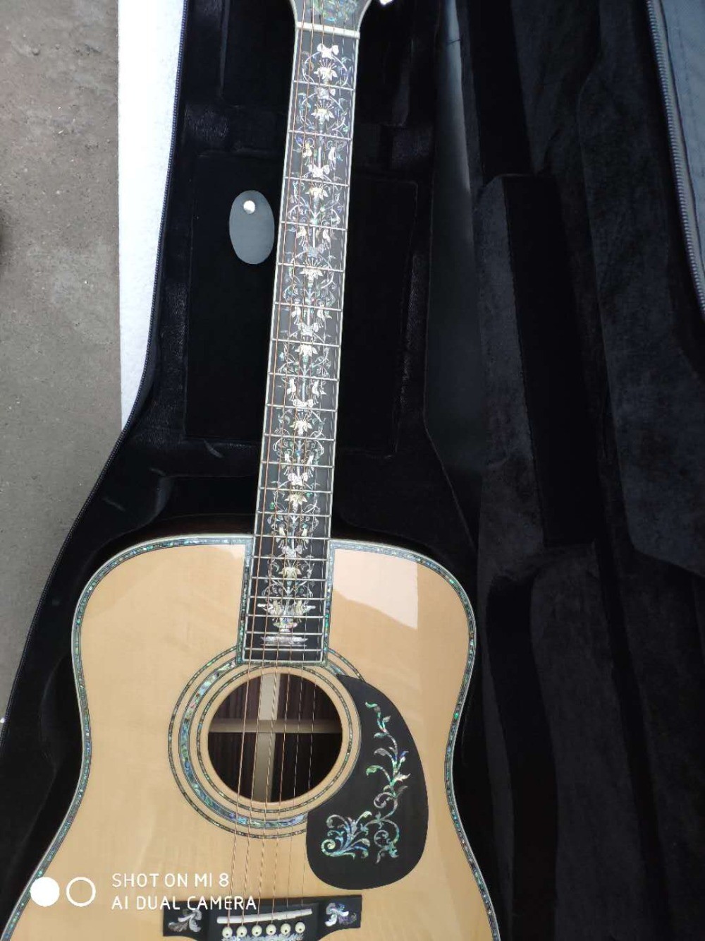 Handcraft deluxe abalone inlay binding solid spruce top cocobolo back sides D45l acoustic guitar