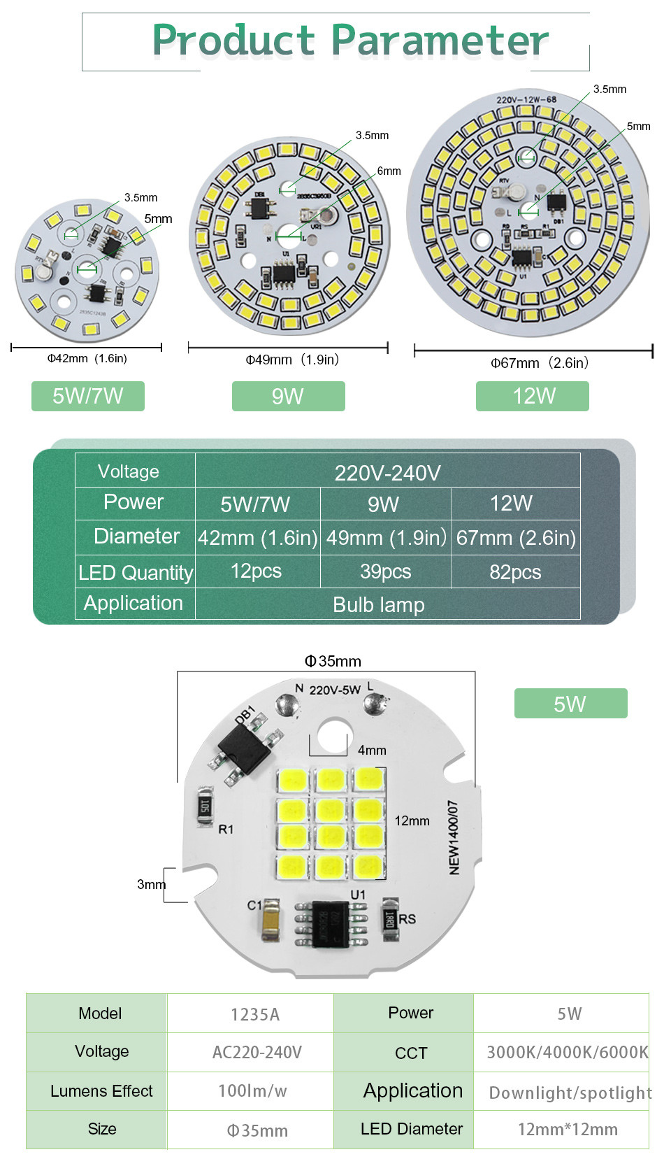 12W Dimming Cob LED Linear Integrated SMD Module Chip Led Smd