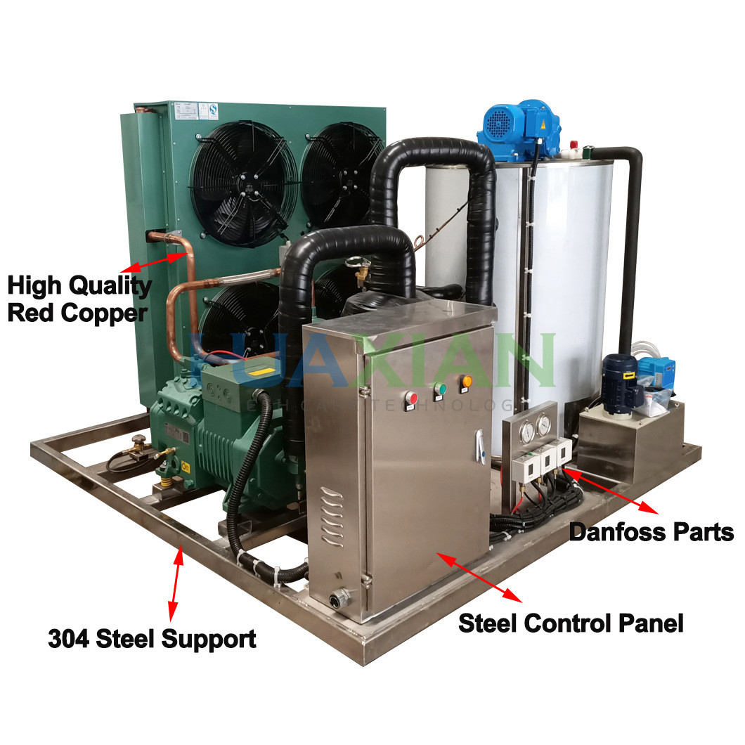 Integrated Ice Flake Making Machine 3 Ton Air Cooling Fresh Water