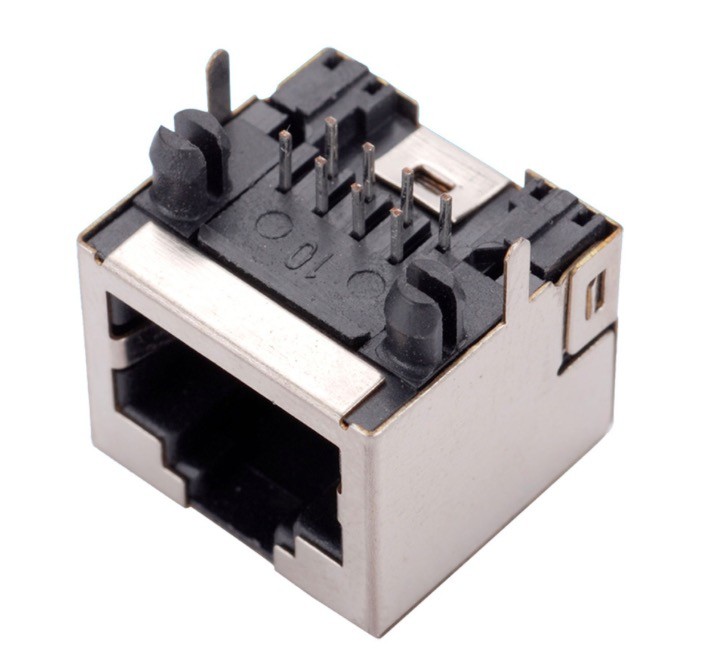 China Straight DIP Half Shield POE Magnetic 8P8C RJ45 Modular Jack on sale