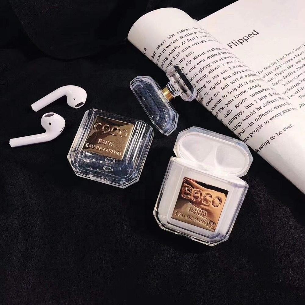 Compatible for Airpods Luxury Perfume Bottle Clear Case Cover Protective Silicone Skin for Airpods Charging Case