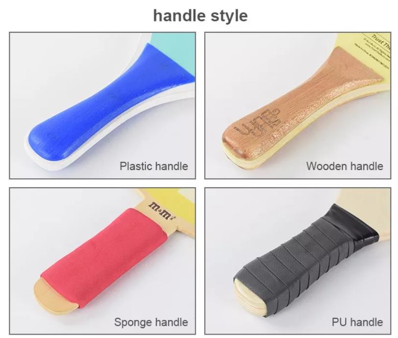 Polyester Wood Beach Racket Customized 38x24cm PU Wooden Beach Rackets