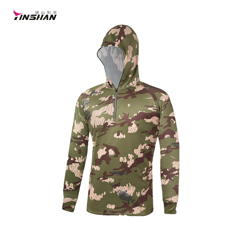 QUICK DRY Sport Fishing Clothes OEM Custom Hight Ice Silk Sunblock Hooded Print Coat