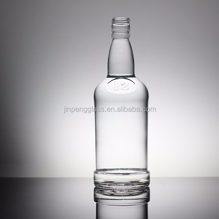 Crystal Flint Glass 750ml Round Vodka Glass Bottles with Glass Collar Manufacturers