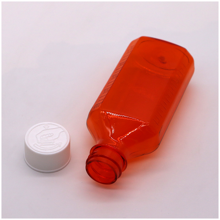 100ML PET Amber/Orange Maple Cough Syrup Oral Liquid Bottle with CRC Cap and Heat Seal