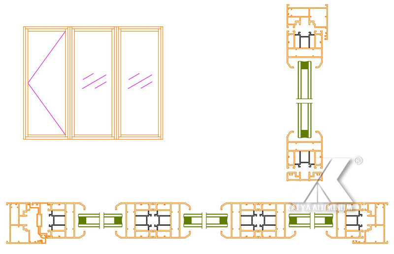 Glass Sliding Bi Folding 6063 Aluminium Door Frame Profile Thermal Insulation Waterproof