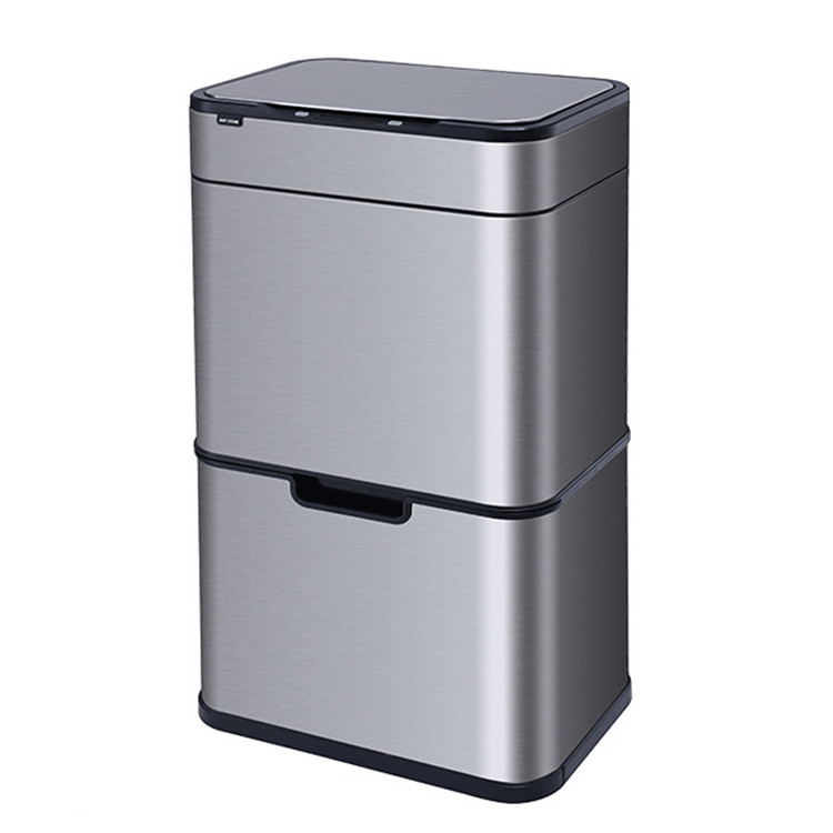  Automatic Dual Recycling Waste Bin Garbage Container Living Room Metal Trash Can Sensor Bin With Removable Inner Manufactures