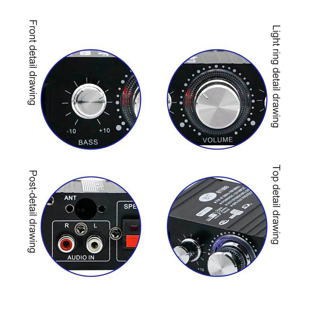 AK-270 12V Small Power Bluetooth Audio Amplifier 2.0 Channel Output HIFI Mini Power Amplifier for Home Theater Sound System