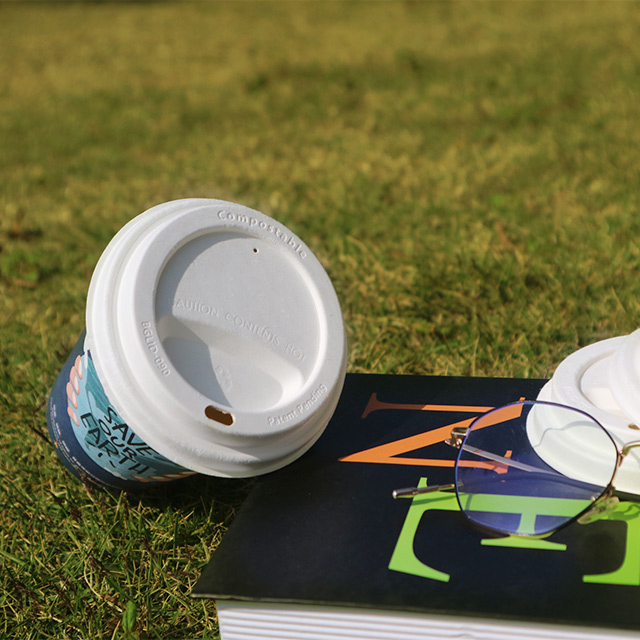GB/3561-89 Compostable Sugarcane Bagasse Coffee Cups With Lids