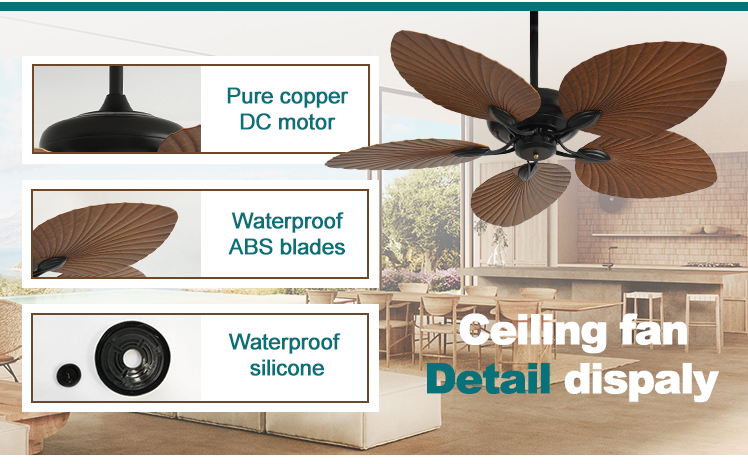 110-240V/50Hz-60Hz Outdoor Ceiling Fan with Remote Control 6 Speeds Waterproof IP42