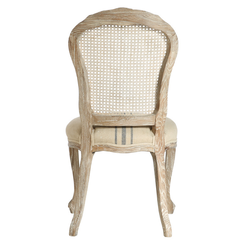 Craved oak wood chair with rattan back for luxury event and weddings decorations use