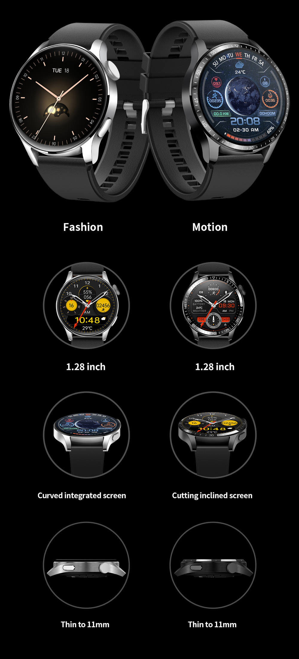 BLE 5.0 Bluetooth Smart Watches For Health Monitoring 1.28 Inch Multi Sport Mode