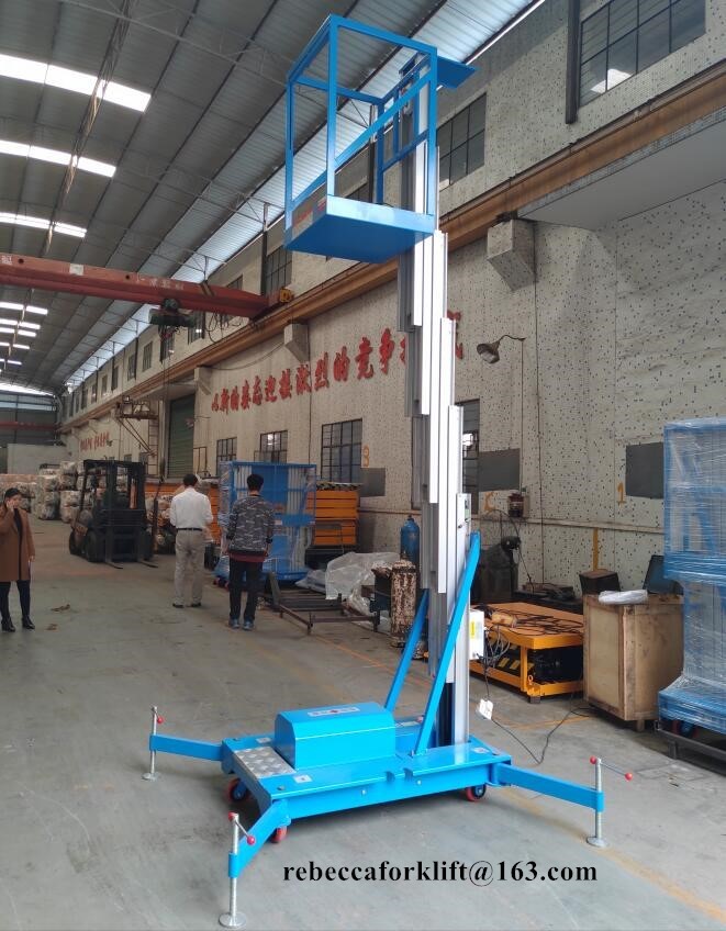 Hot selling 125kg 6 meter single mast aluminum aerial work platform with CE certificate