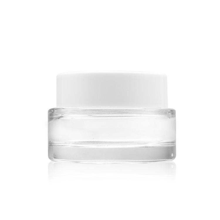 Cosmetics Packaging Flat Round Face Cream Jar Clear Glass Cream Jar 50g 30g