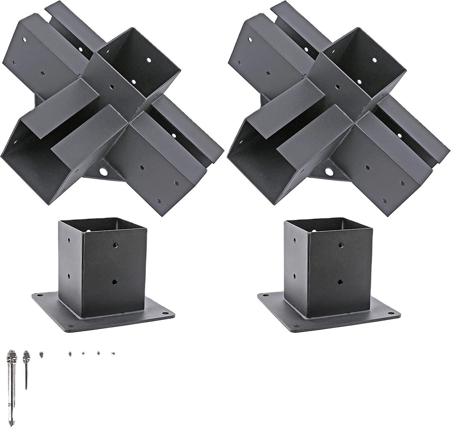 Versatile 2mm Black Steel Bracket for Gazebo DIY Kit Perfect for Building Log Houses