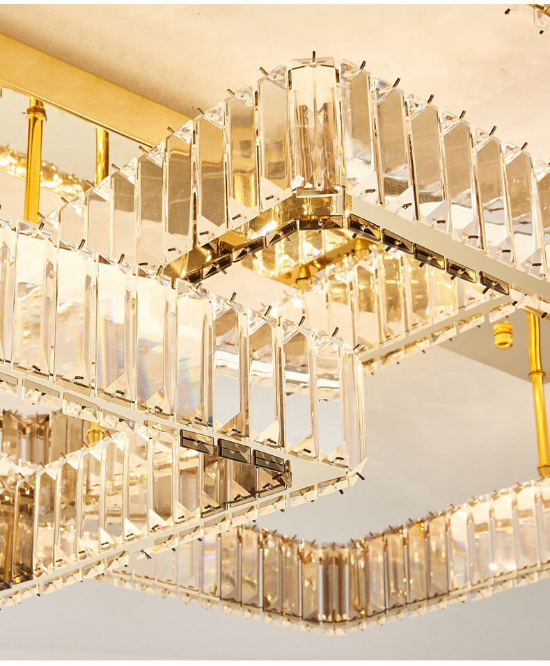 Luxury Living Room Smart Led Chandelier Modern Hall Glossy K9 Crystal Ceiling Chandelier(WH-CA-104)