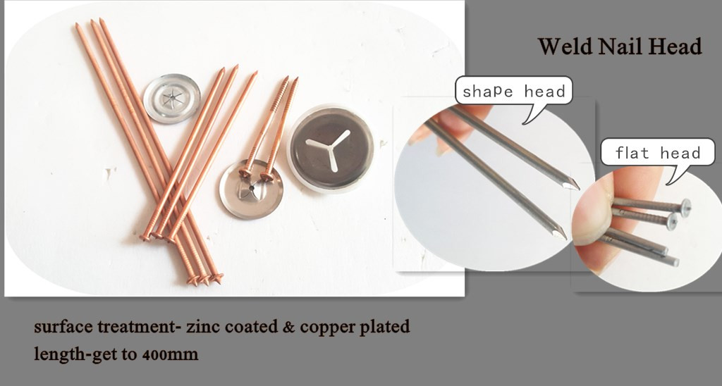 3mm Wire Dia Steel 4.8 Cd Weld Stud Inulation Pins With Copper Plated