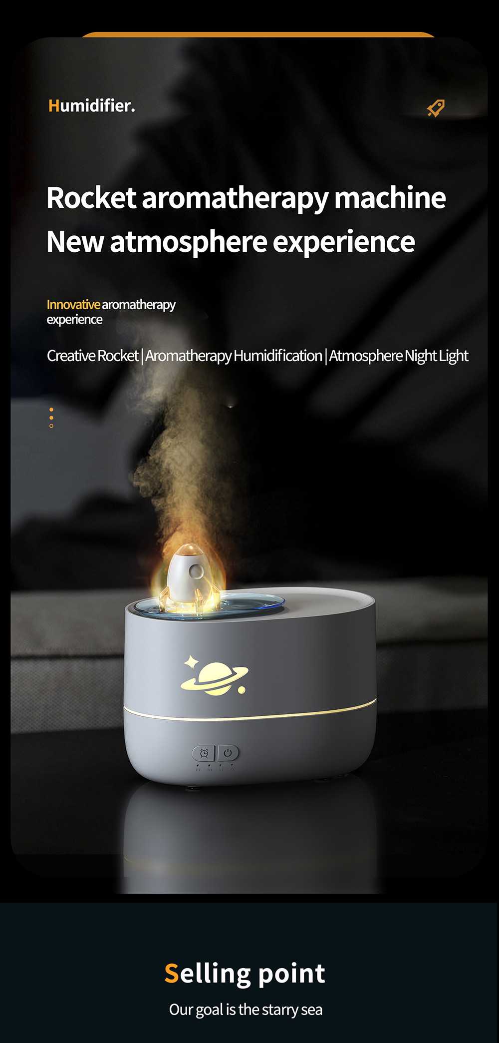 0.7kg ABS Rocket Aromatherapy Humidifiers For Home 350ml
