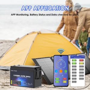 Waterproof Mobile rV LiFePO4 Lithium Ion Camper Battery 12.8V Bluetooth BMS