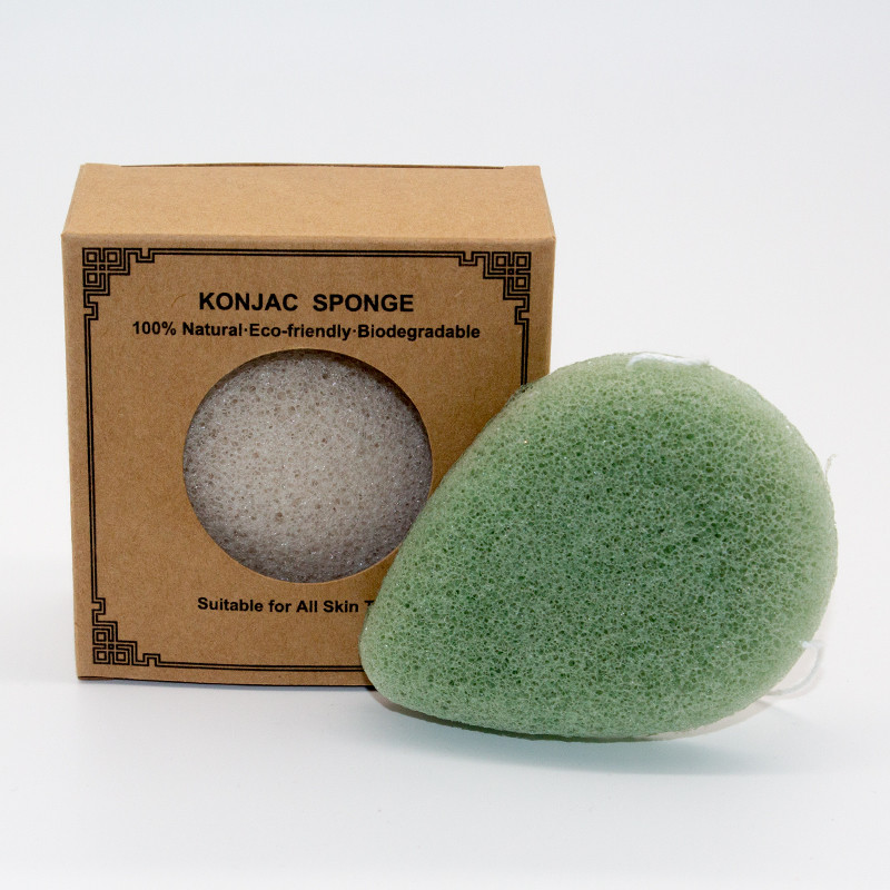 Sensitive Skin Washable Green Tea Konjac Sponge Exfoliator Face Wash Facial Cleanser