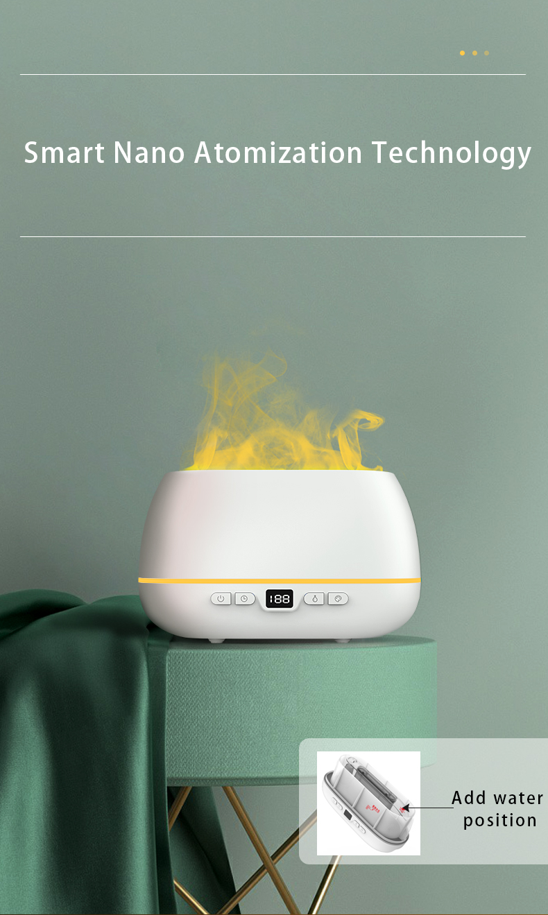 2023 New Design Ultrasonic Flame Diffuser 200ml RGB Light Flame Humidifier With Remote Controller Aroma Diffuser For Household