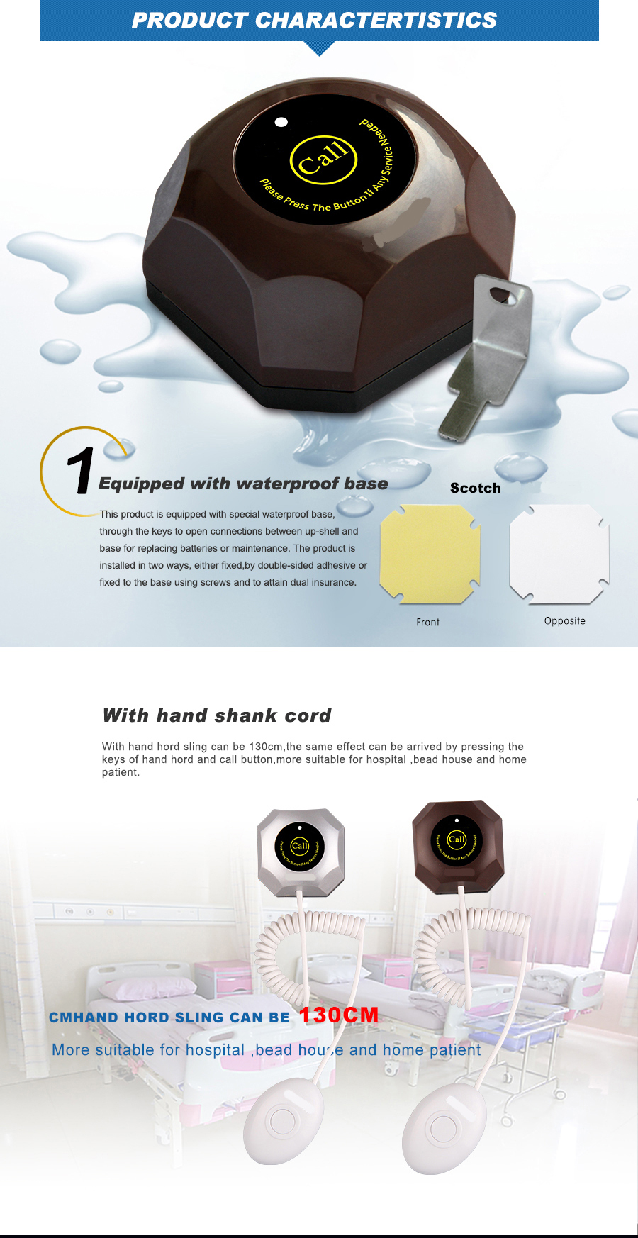 Hospital Wireless Call Bell System Patient Emergency call nurse Button