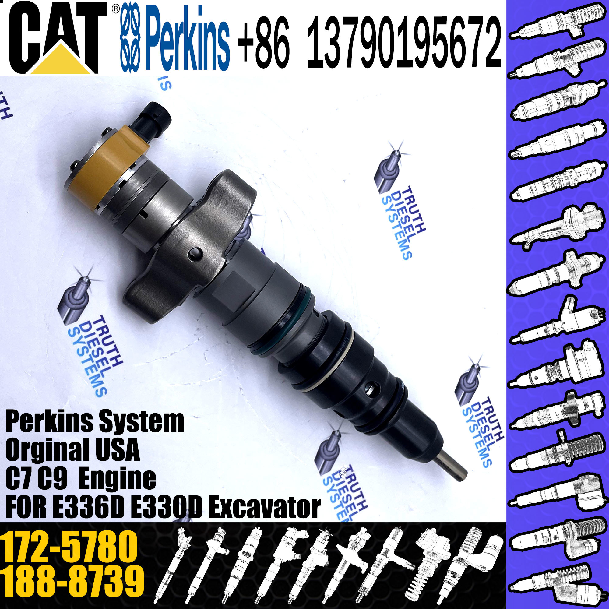 Machinery engine parts C-9 injector 188-8739 1888739 172-5780 for caterpillar D6R 627G 637G 973C
