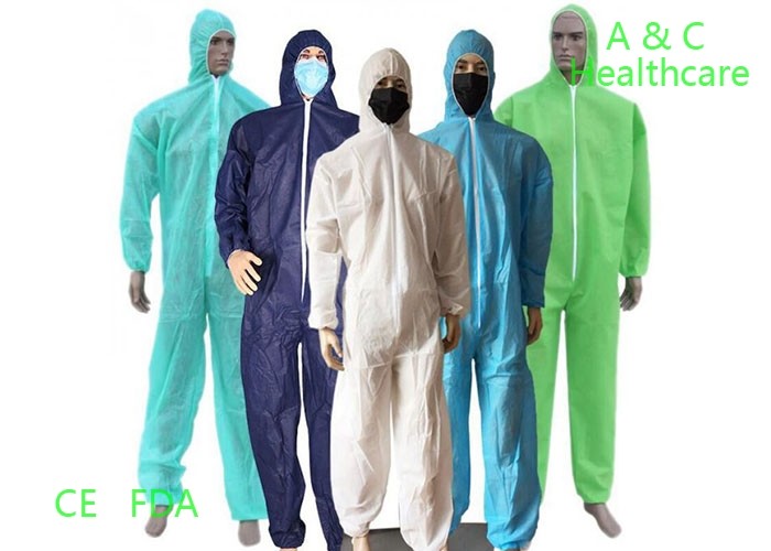 Anti Static Medical Protective Clothing Disposable Chemotherapy Gowns White Blue