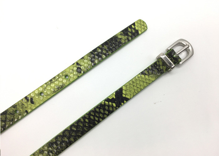 Green Zinc Alloy Buckle Women'S Fashion Snake Leather Belt