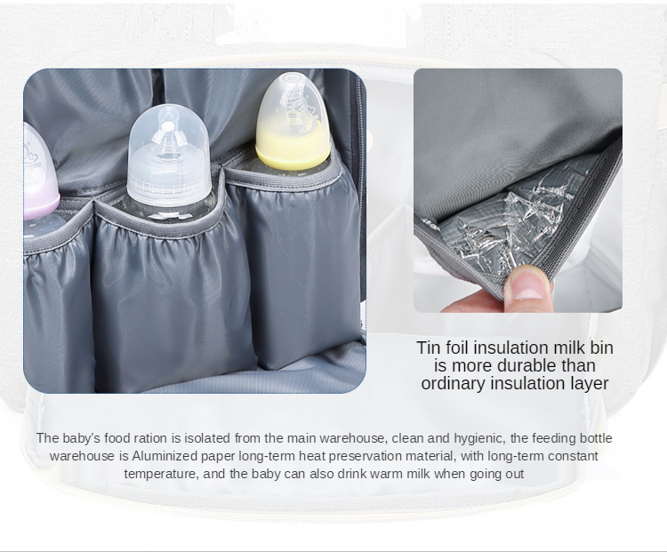 17L Polyester Cotton Foldable Diaper Bag Backpack 40*30*13CM