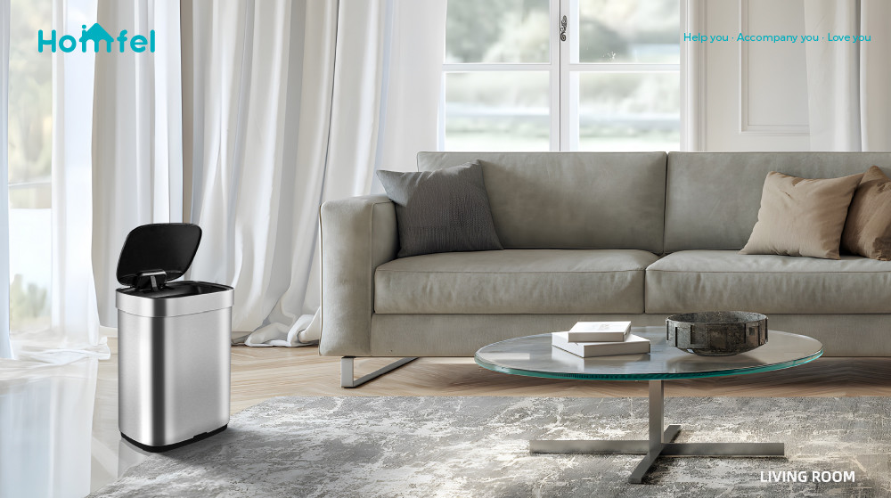 Home Stainless Steel Garbage Bin with Automatic Sensor and Batteries Required Customized Smart Trash Bin