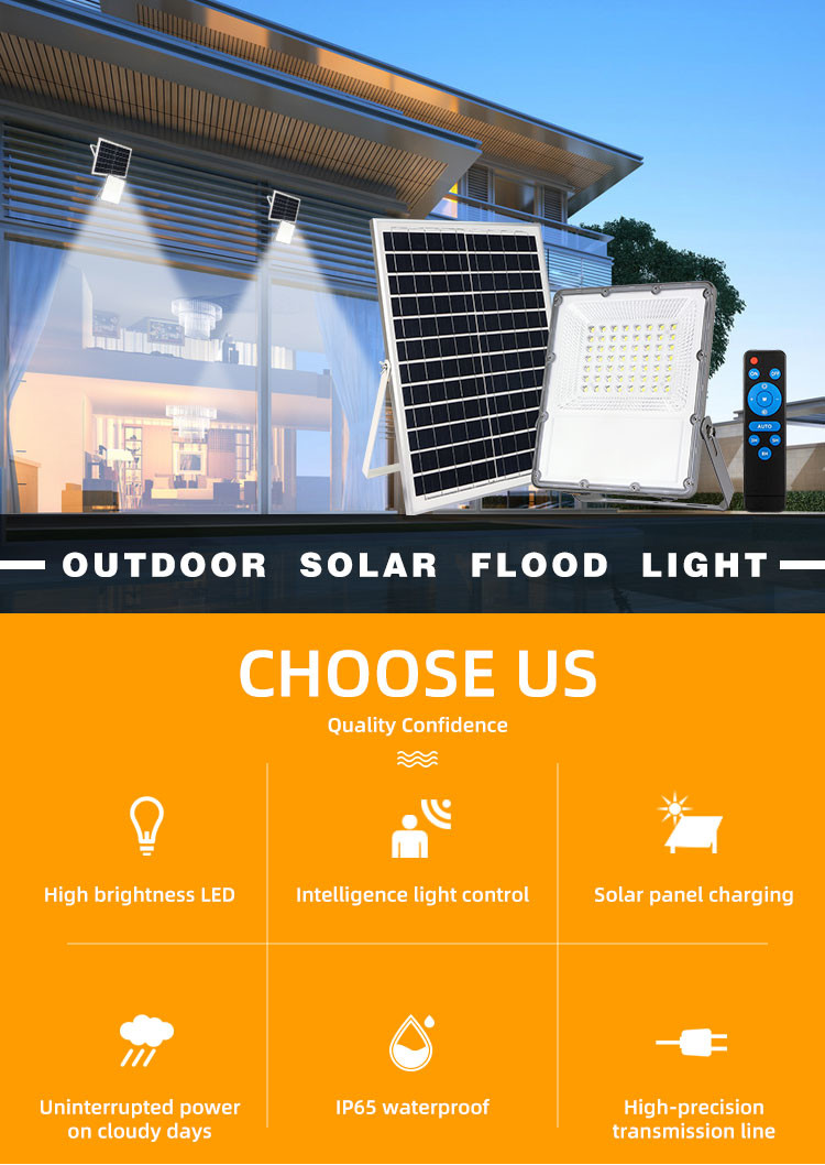 Garden LED Solar Outdoor Flood Lights With Remote Control High Luminous 6500K