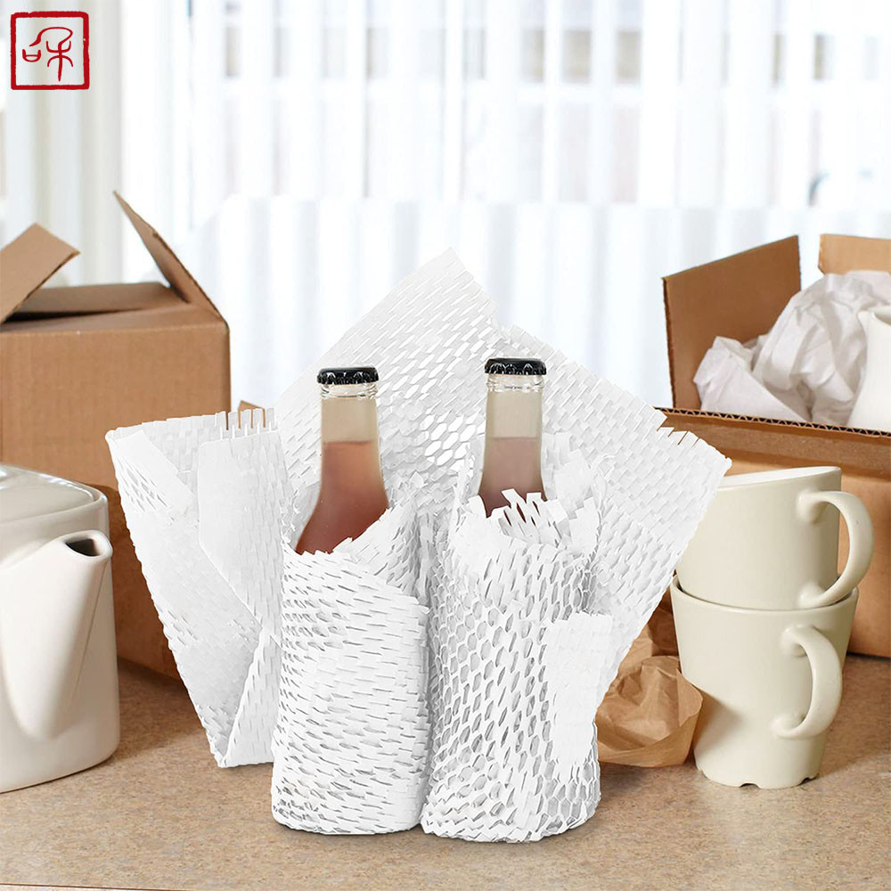 38CM*30M White Kraft Packaging Roll Honeycomb Paper For Wrapping