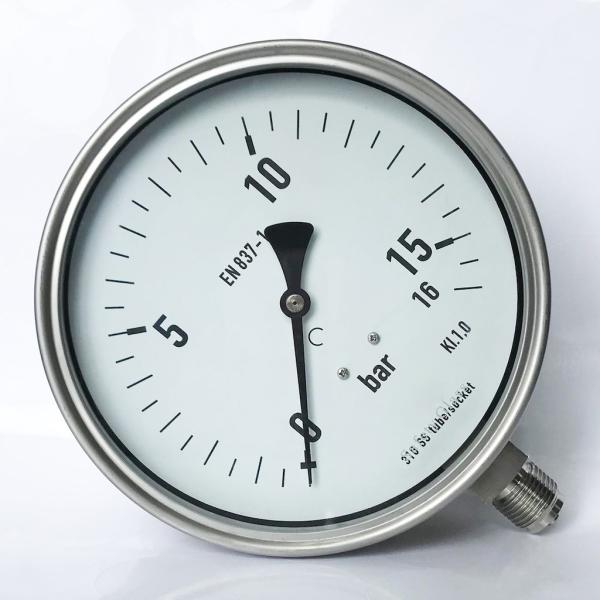 6 Inches Dial 16 bar Manometer 316 SS Tube/Socket All Stainless Steel Pressure