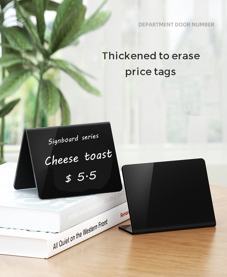 Food Mini Acrylic Sign Holder PVC Small Black Chalk Boards Customizable