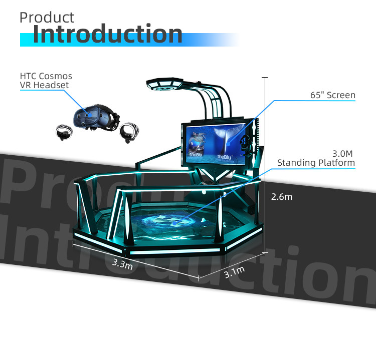65'' Screen Game VR Simulator 3.0m Wide Standing 9D Virtual Reality Walker Platform