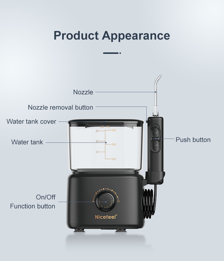 Electric Oral Irrigator IPX4 Countertop Water Flosser Home Use