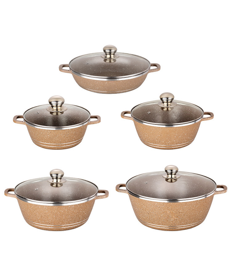 Multifunction 6pcs Double Bottom Die Cast Nonstick Aluminum Cookware Set
