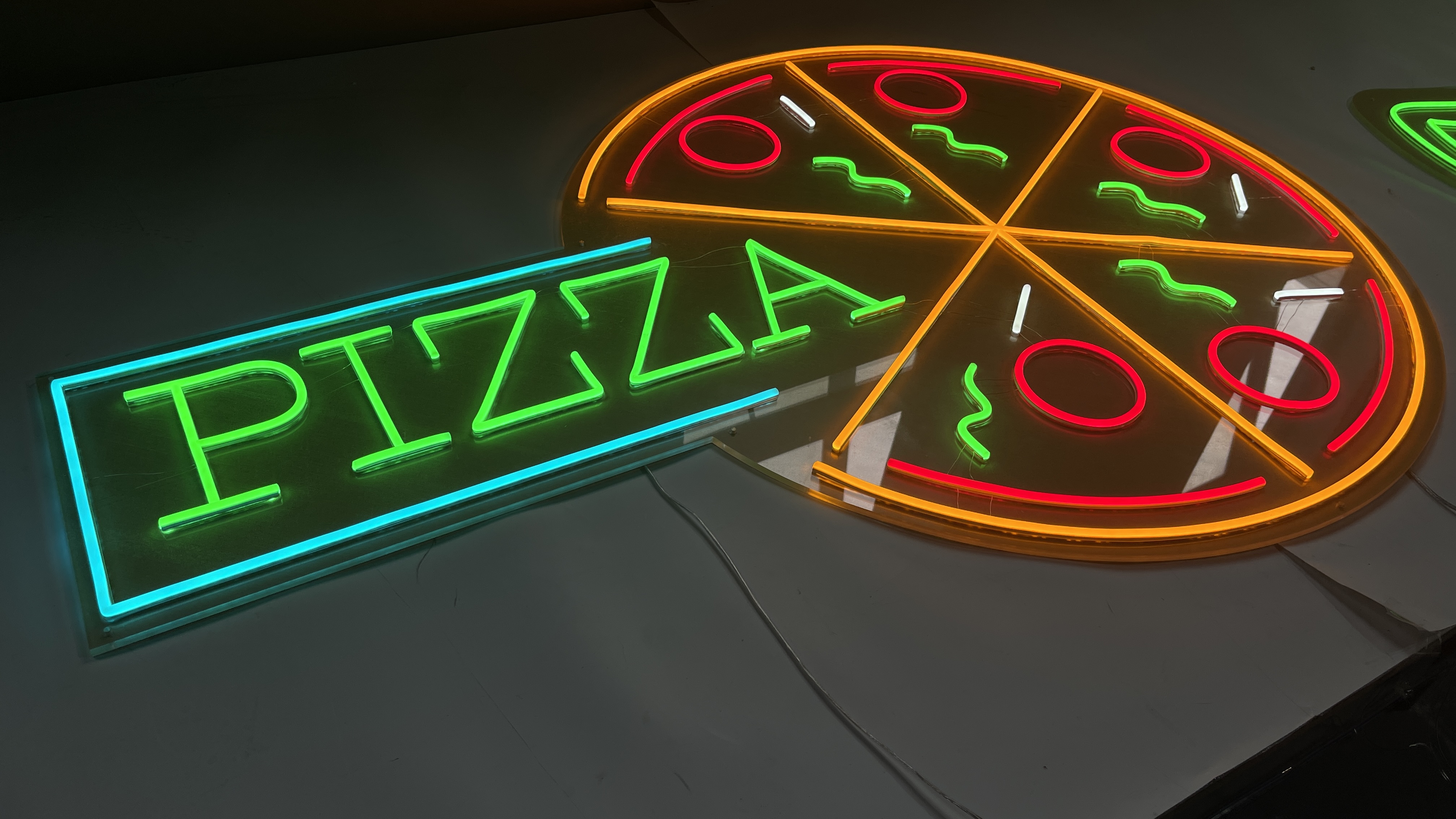 Retro neon outdoor lighting lettering metal double-sided 3D slot lettering