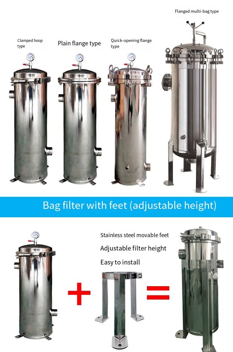 62 KG Weight Stainless Steel Bag Filter Housing System Micron Options for Food Shop
