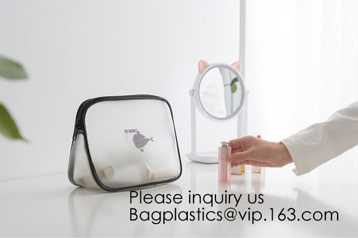 Travel Transparent Pvc Toilet Cosmetic Bag Clear Make Up Pouch,Waterproof Custom Logo Geometric Black Pouches Cosmetic B