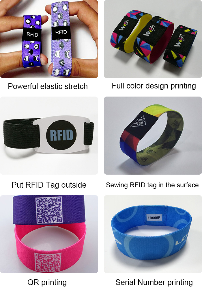 NFC213 RFID Festival Wristbands Elastic Fabric Reusable Ultralight Ev1 Woven Material