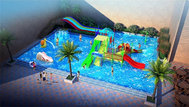 Anti UV Aqua Park Playground Spray Park Fiberglass Family Water Slides