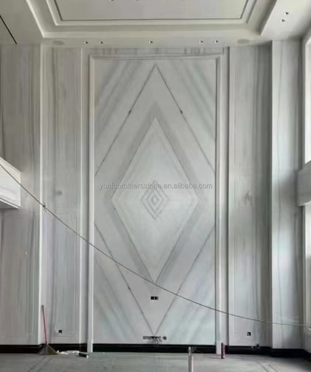 Hotel Design Style Modern White Marble TV Wall Board Panel for Home Renovation Project