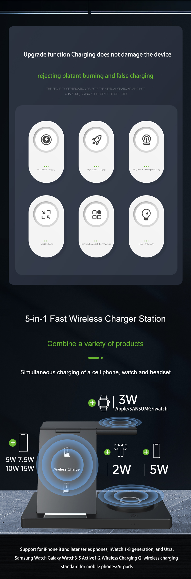Foldable Design IPhone White Color Option Multifunctional Wireless Charger